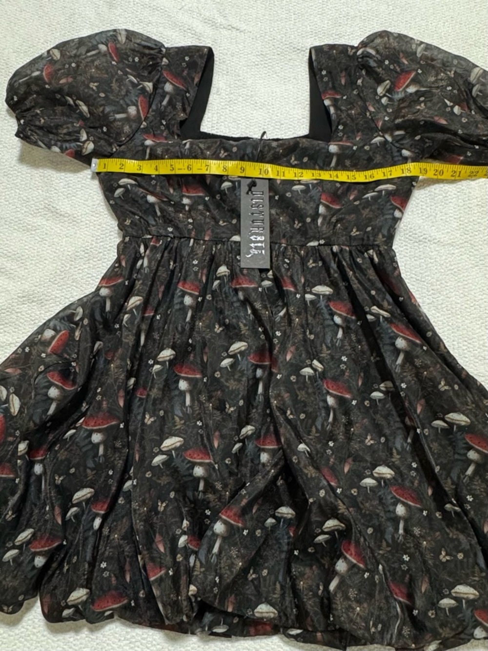 Disturbia Amanita Size 8 Organza Puffball Mini Dress Mushroom Print - Picture 8 of 12